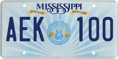 MS license plate AEK100