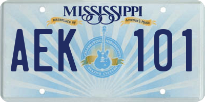 MS license plate AEK101