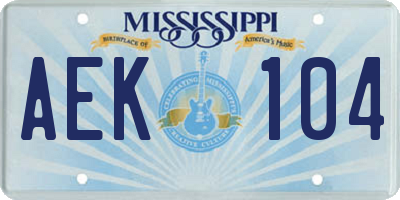 MS license plate AEK104