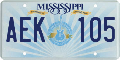 MS license plate AEK105