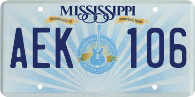 MS license plate AEK106