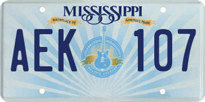 MS license plate AEK107
