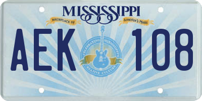 MS license plate AEK108