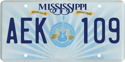 MS license plate AEK109