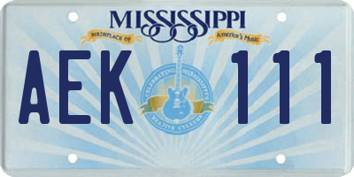 MS license plate AEK111
