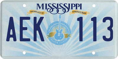 MS license plate AEK113
