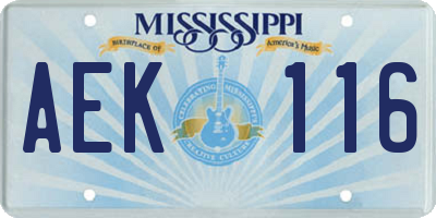 MS license plate AEK116