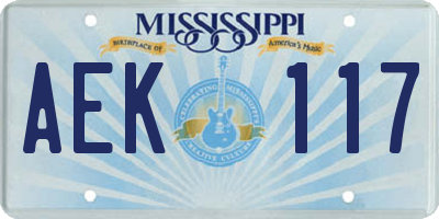 MS license plate AEK117