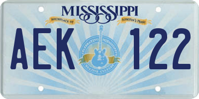 MS license plate AEK122