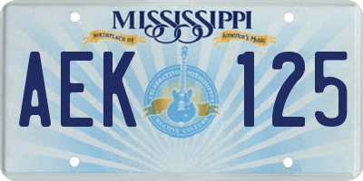 MS license plate AEK125