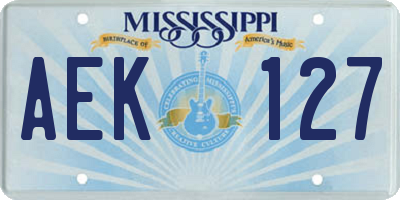 MS license plate AEK127