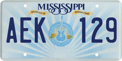 MS license plate AEK129