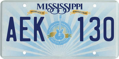 MS license plate AEK130