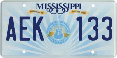 MS license plate AEK133