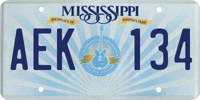 MS license plate AEK134