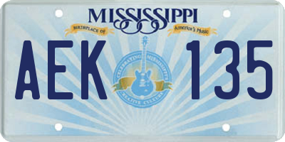 MS license plate AEK135