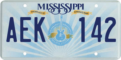 MS license plate AEK142