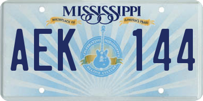 MS license plate AEK144