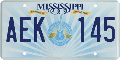 MS license plate AEK145