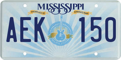 MS license plate AEK150