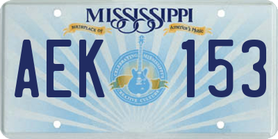 MS license plate AEK153
