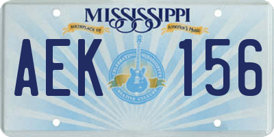 MS license plate AEK156