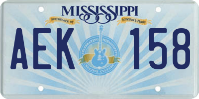 MS license plate AEK158