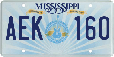 MS license plate AEK160