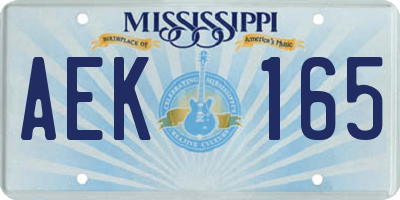 MS license plate AEK165