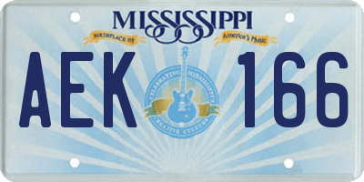 MS license plate AEK166