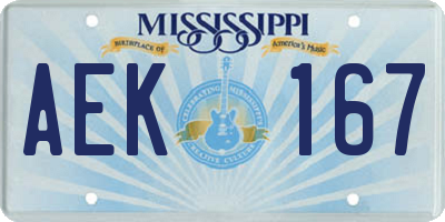 MS license plate AEK167