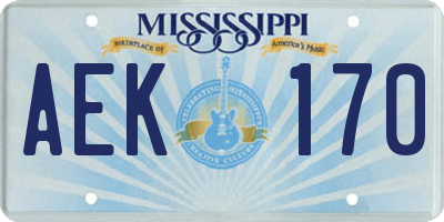 MS license plate AEK170
