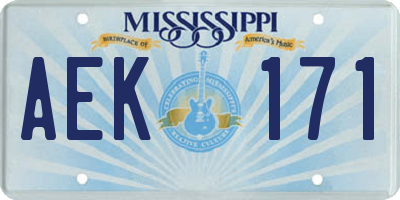 MS license plate AEK171