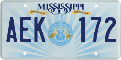 MS license plate AEK172