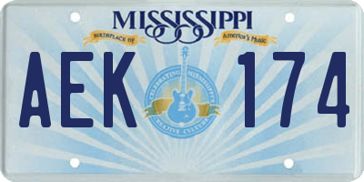MS license plate AEK174