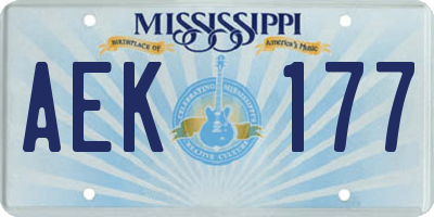 MS license plate AEK177
