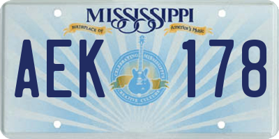 MS license plate AEK178