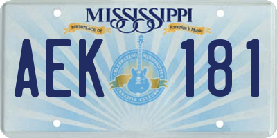 MS license plate AEK181