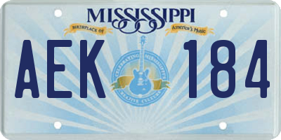 MS license plate AEK184