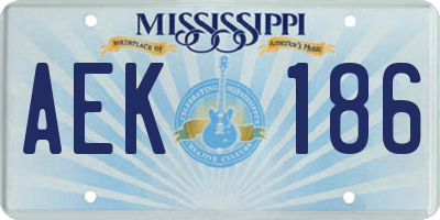 MS license plate AEK186