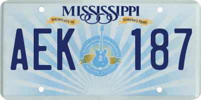 MS license plate AEK187