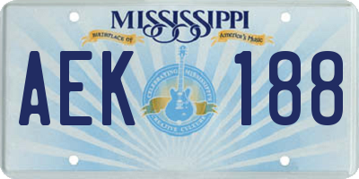 MS license plate AEK188