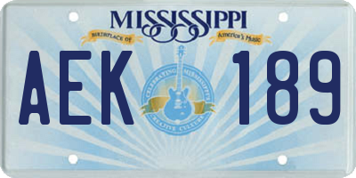 MS license plate AEK189