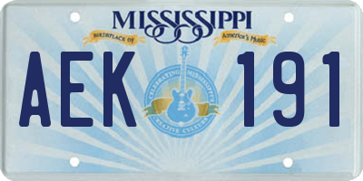 MS license plate AEK191
