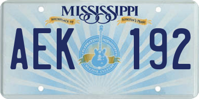 MS license plate AEK192