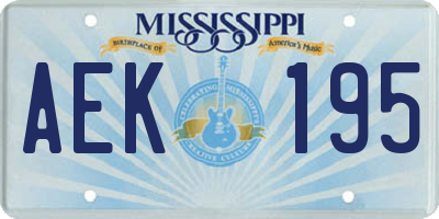 MS license plate AEK195