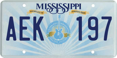MS license plate AEK197