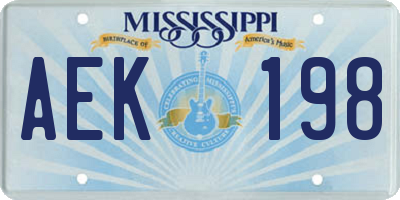 MS license plate AEK198