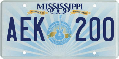MS license plate AEK200