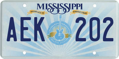 MS license plate AEK202